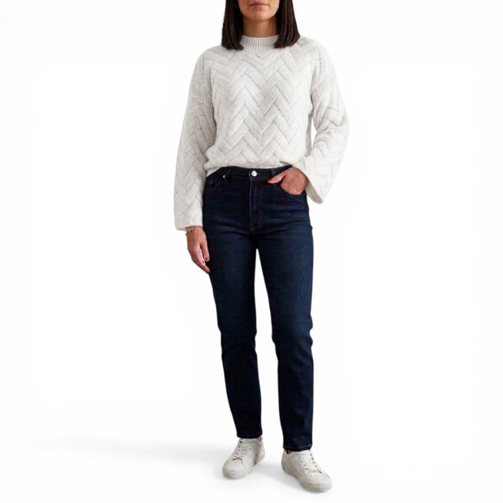 CHOMPA MUJER HILO ALGODON MANGA CAMPANA 359G-20 COLOR PERLA - 1