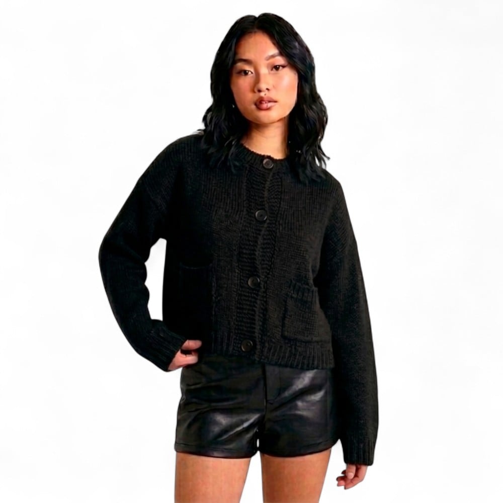 CARDIGAN MUJER CASUAL BOTONES MLARGA HILO DE ALGODON 359G-30 COLOR NEGRO - 1