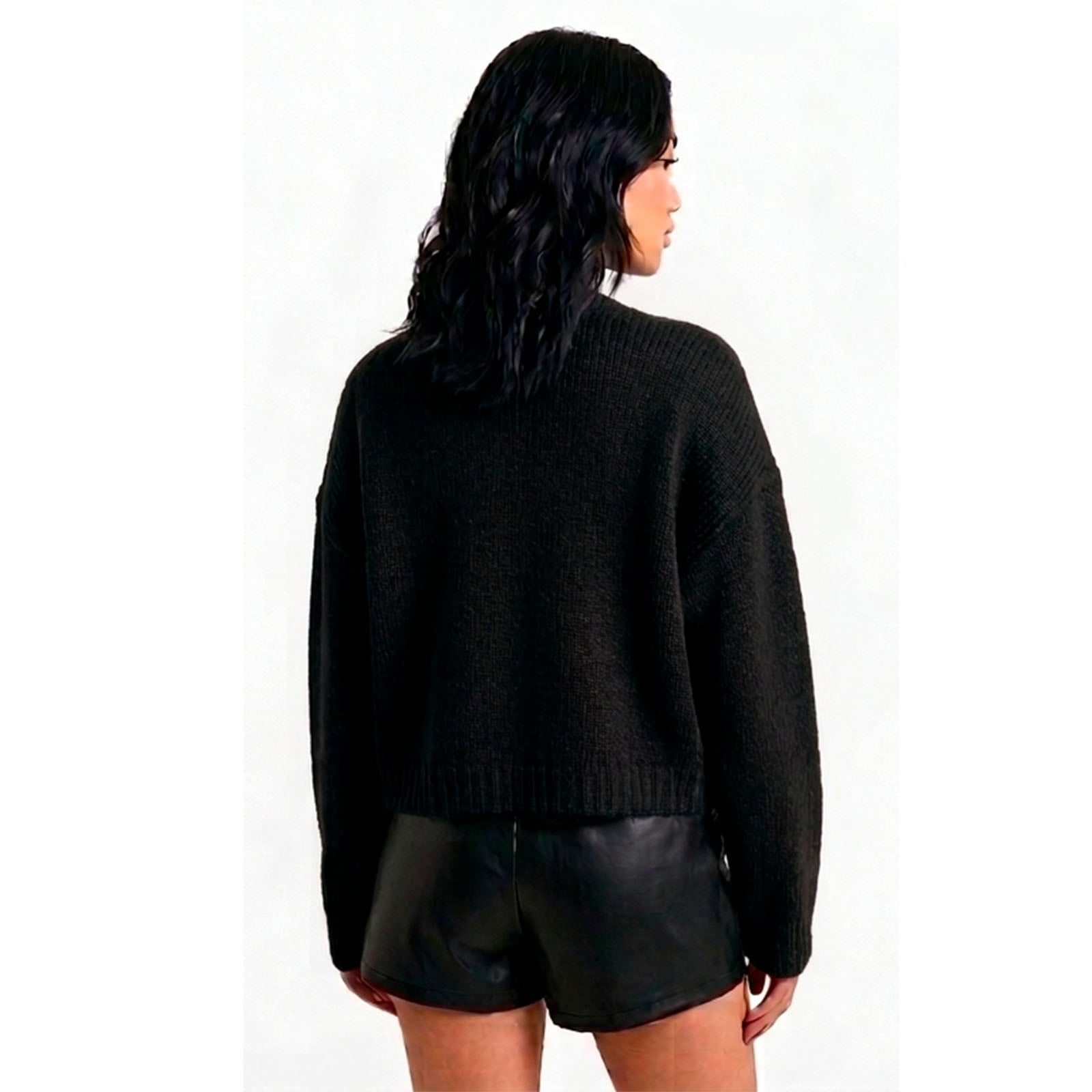 CARDIGAN MUJER CASUAL BOTONES MLARGA HILO DE ALGODON 359G-30 COLOR NEGRO - 2