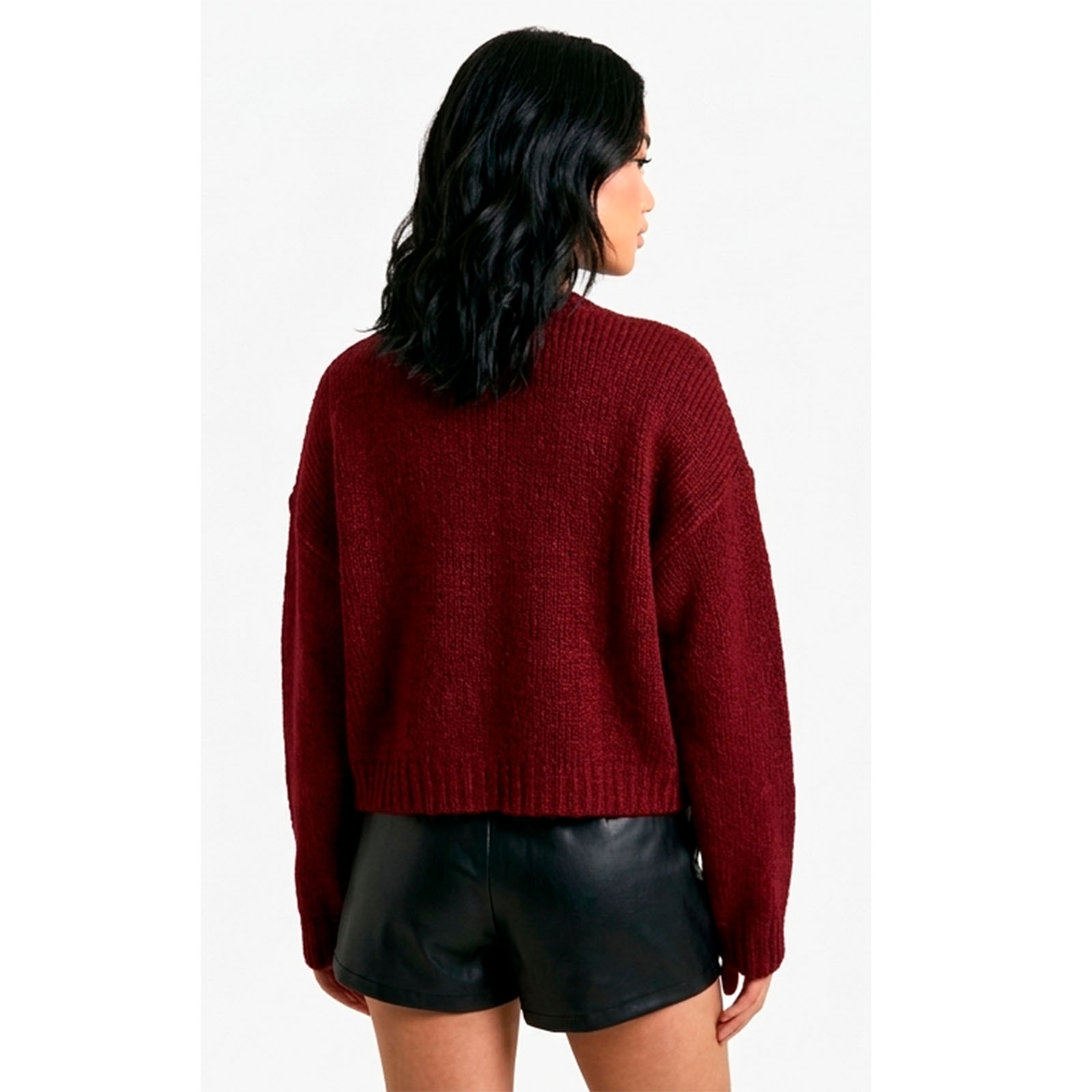 CARDIGAN MUJER CASUAL BOTONES MLARGA HILO DE ALGODON 359G-30 COLOR VINO - 3