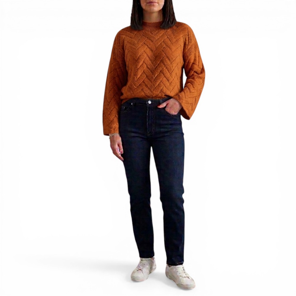 CHOMPA MUJER HILO ALGODON MANGA CAMPANA 359G-20 COLOR NARANJA - 1