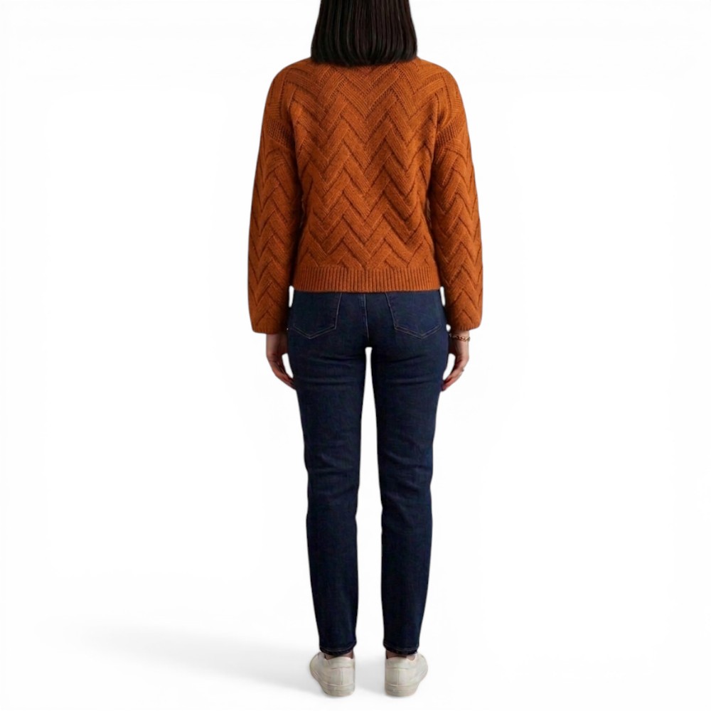 CHOMPA MUJER HILO ALGODON MANGA CAMPANA 359G-20 COLOR NARANJA - 2