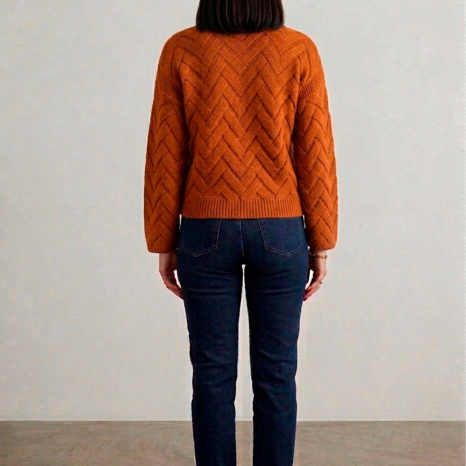CHOMPA MUJER HILO ALGODON MANGA CAMPANA 359G-20 COLOR NARANJA - 3