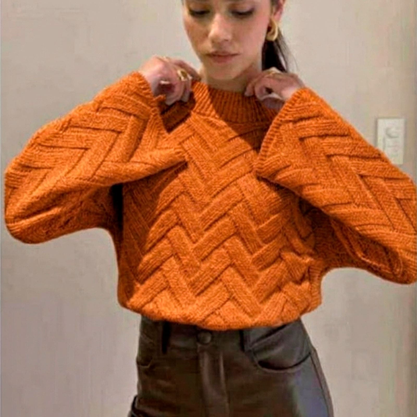 CHOMPA MUJER HILO ALGODON MANGA CAMPANA 359G-20 COLOR NARANJA - 5