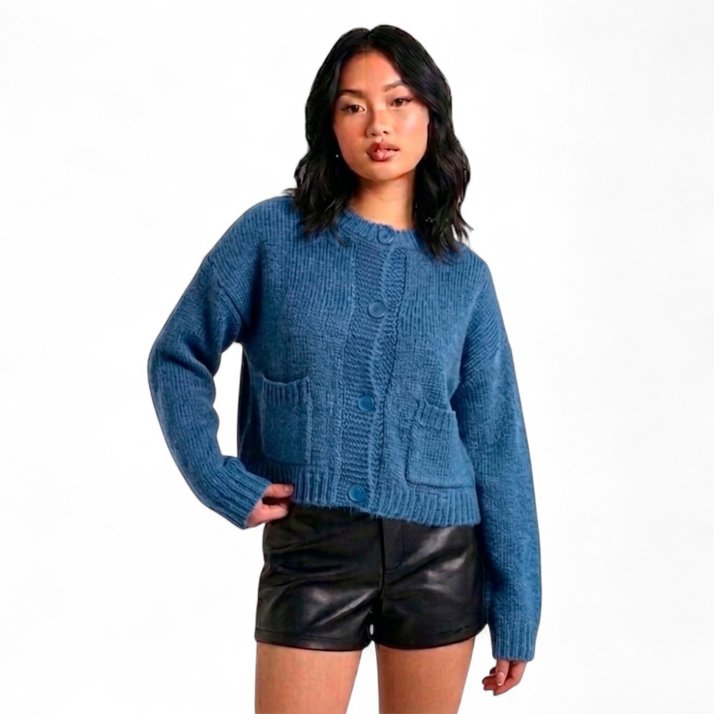 CARDIGAN MUJER CASUAL BOTONES MLARGA HILO DE ALGODON 359G-30 COLOR ACERO - 1
