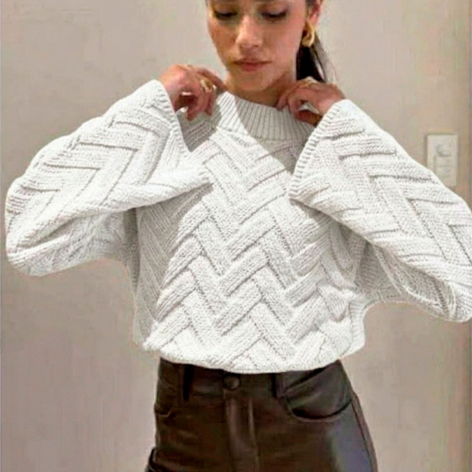 CHOMPA MUJER HILO ALGODON MANGA CAMPANA 359G-20 COLOR CRUDO - 3