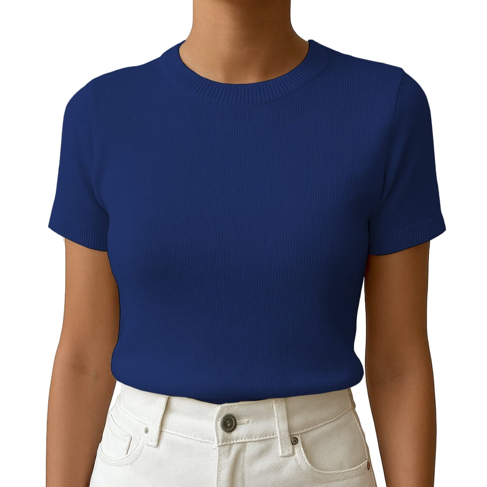 POLO MUJER MANGA CORTA COLOR ENTERO HILO TACTO ALGODON DAY362G-18 COLOR AZUL GRAFITO - 1