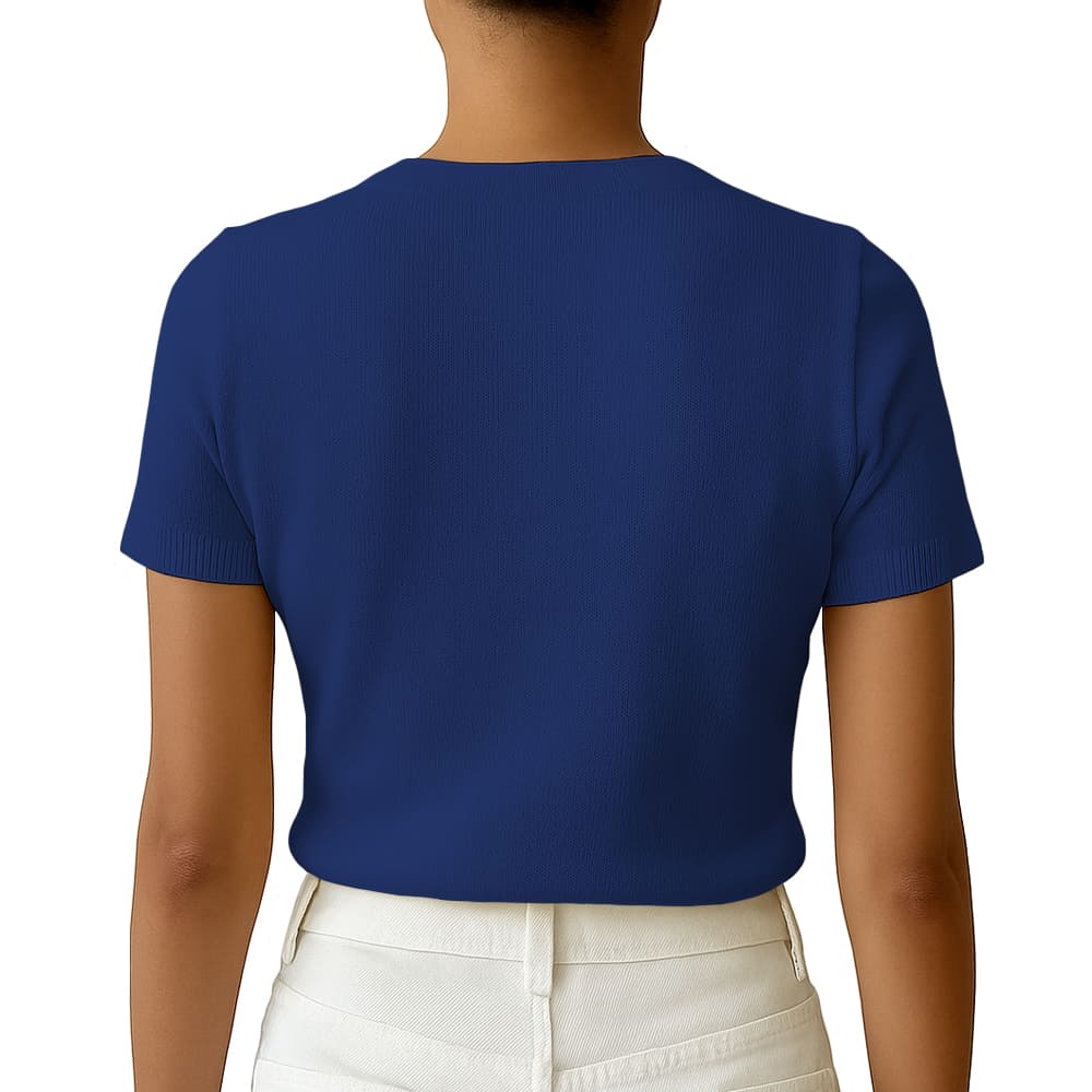 POLO MUJER MANGA CORTA COLOR ENTERO HILO TACTO ALGODON DAY362G-18 COLOR AZUL GRAFITO - 2