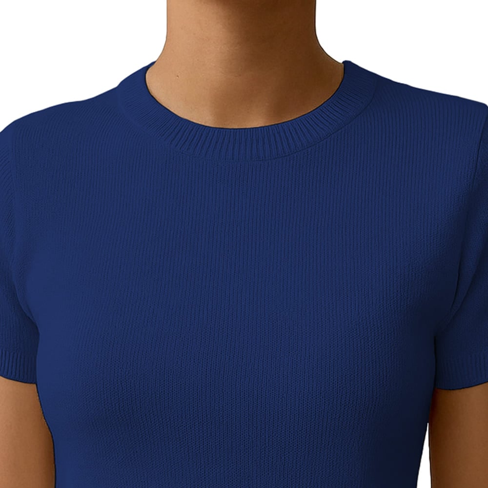 POLO MUJER MANGA CORTA COLOR ENTERO HILO TACTO ALGODON DAY362G-18 COLOR AZUL GRAFITO - 3