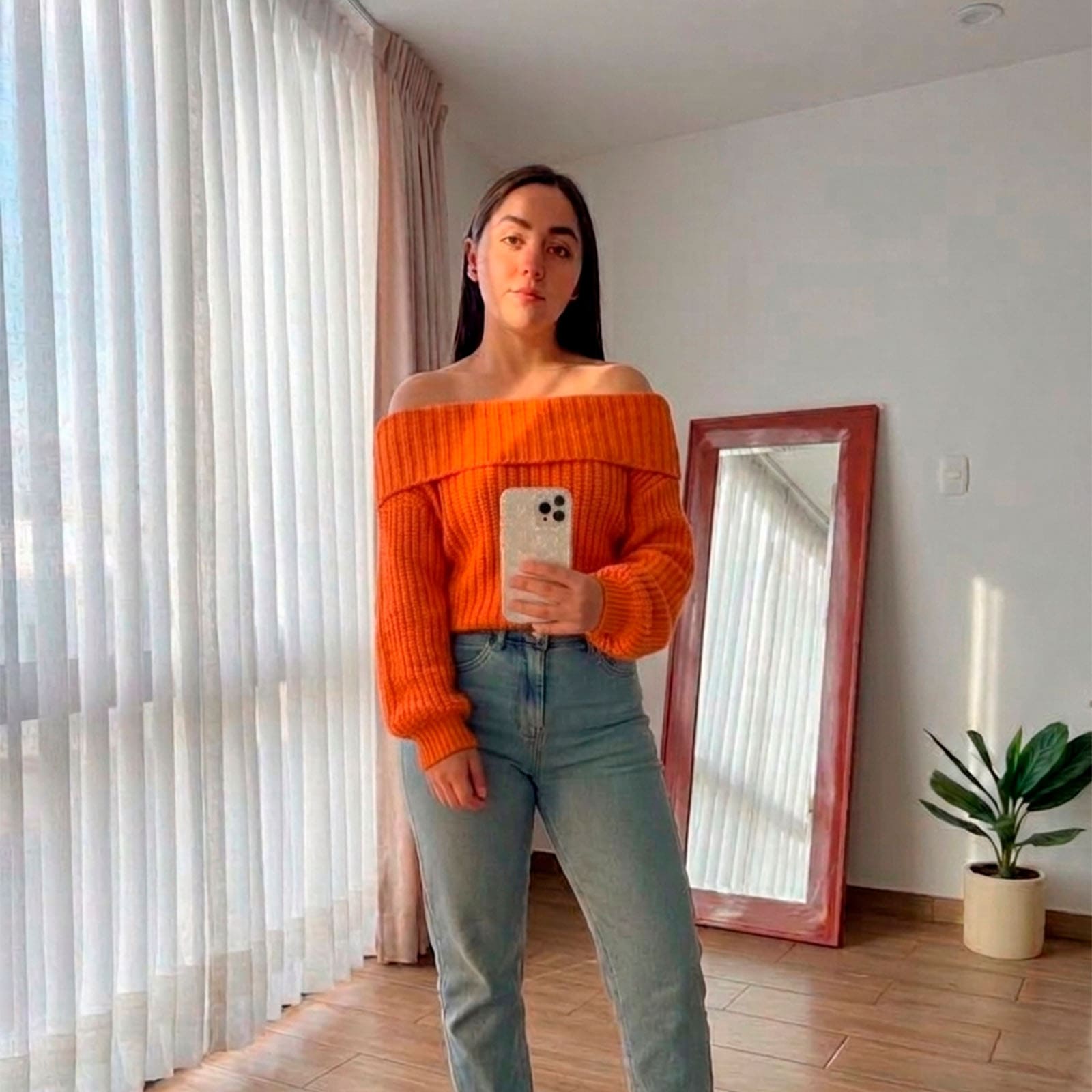 CHOMPA OUT SHOLDER HILO DRALOM 359G-23 COLOR NARANJA - 1