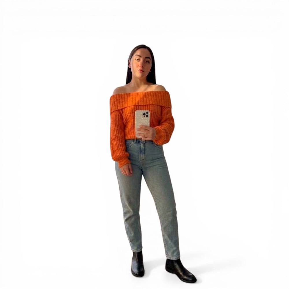 CHOMPA OUT SHOLDER HILO DRALOM 359G-23 COLOR NARANJA - 3