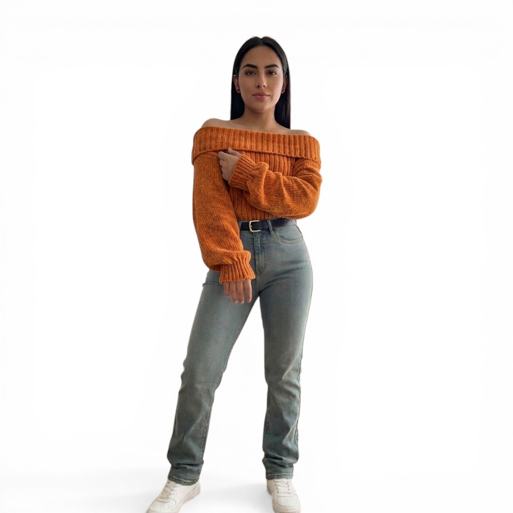 CHOMPA OUT SHOLDER HILO DRALOM 359G-23 COLOR NARANJA - 4