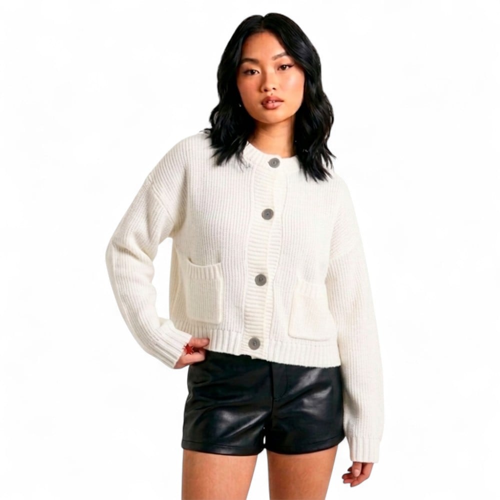 CARDIGAN MUJER CASUAL BOTONES MLARGA HILO DE ALGODON 359G-30 COLOR PERLA - 1