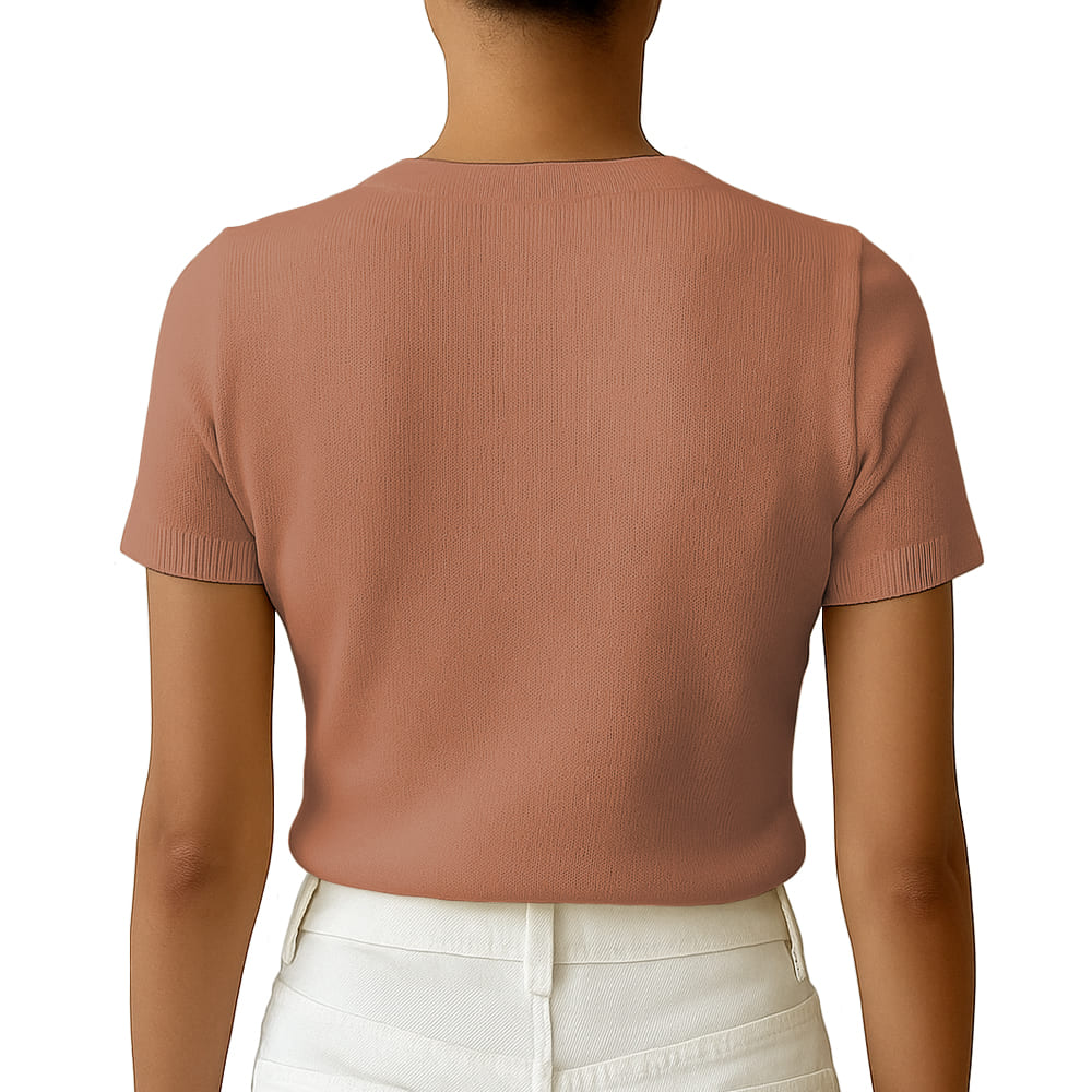 POLO MUJER MANGA CORTA COLOR ENTERO HILO TACTO ALGODON DAY362G-18 COLOR CARAMELO - 2