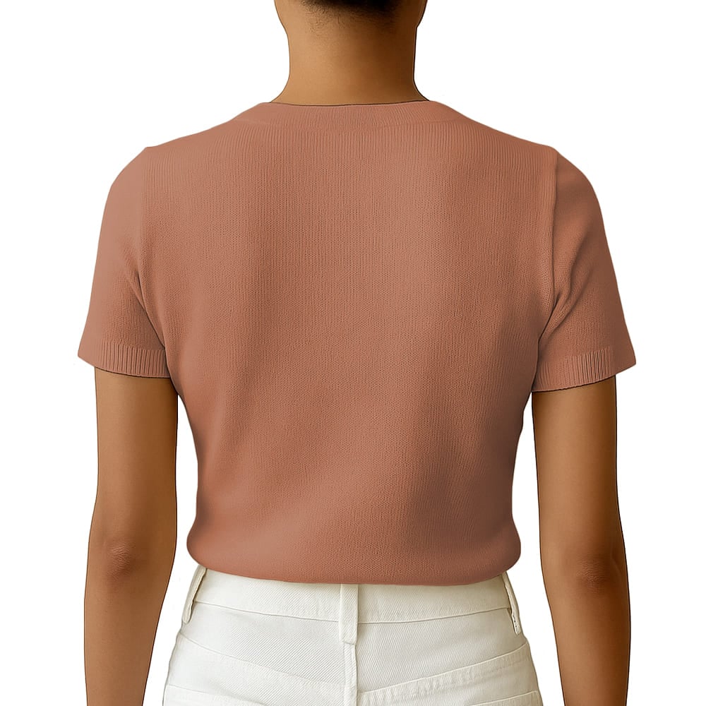 POLO MUJER MANGA CORTA COLOR ENTERO HILO TACTO ALGODON DAY362G-18 COLOR CARAMELO - 2