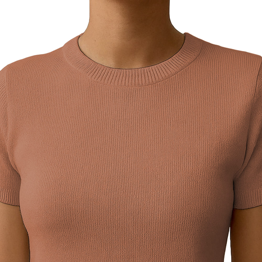 POLO MUJER MANGA CORTA COLOR ENTERO HILO TACTO ALGODON DAY362G-18 COLOR CARAMELO - 3