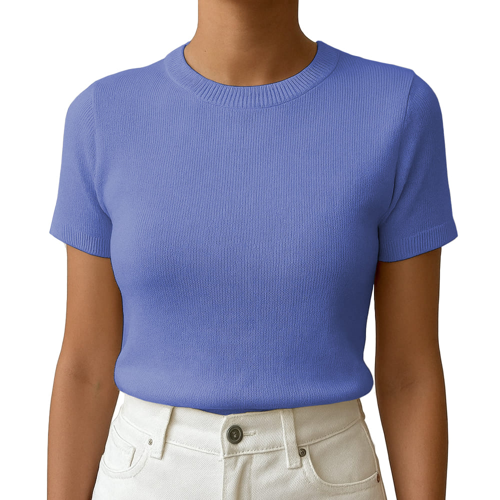POLO MUJER MANGA CORTA COLOR ENTERO HILO TACTO ALGODON DAY362G-18 COLOR ACERO - 1