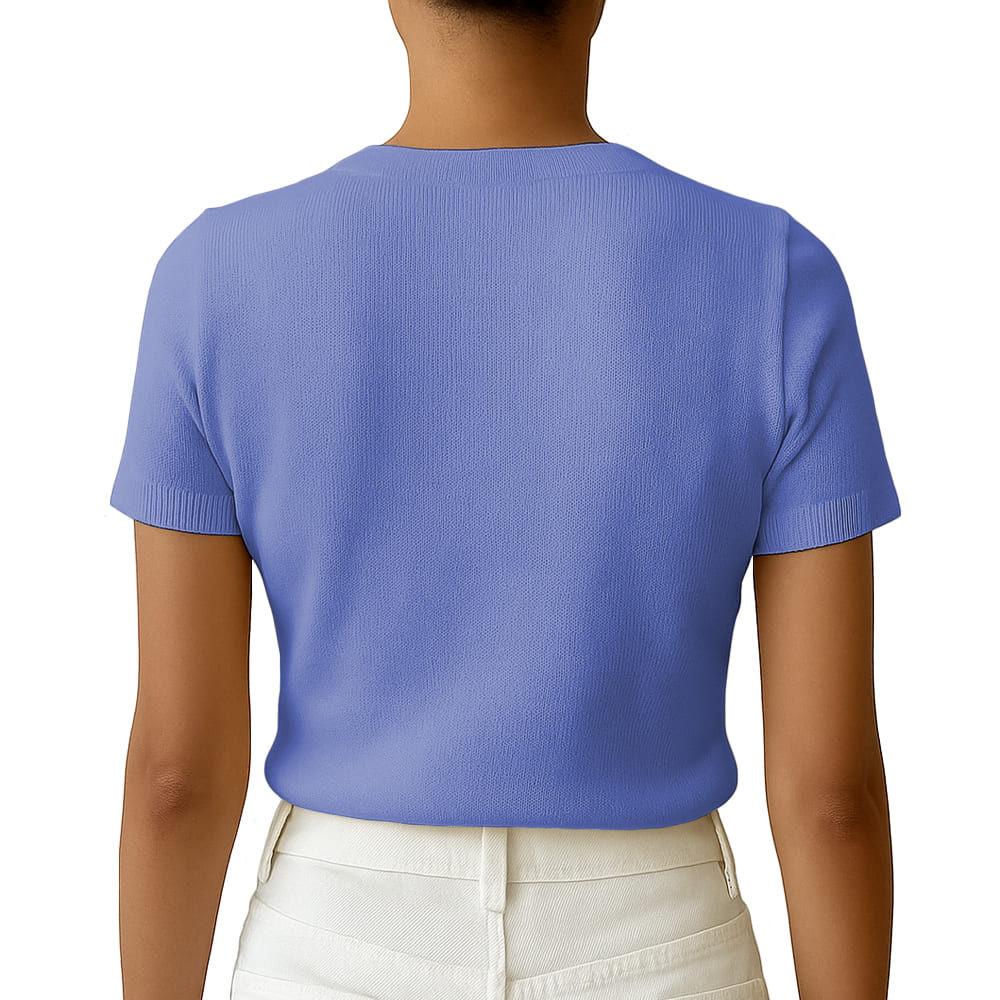 POLO MUJER MANGA CORTA COLOR ENTERO HILO TACTO ALGODON DAY362G-18 COLOR ACERO - 2
