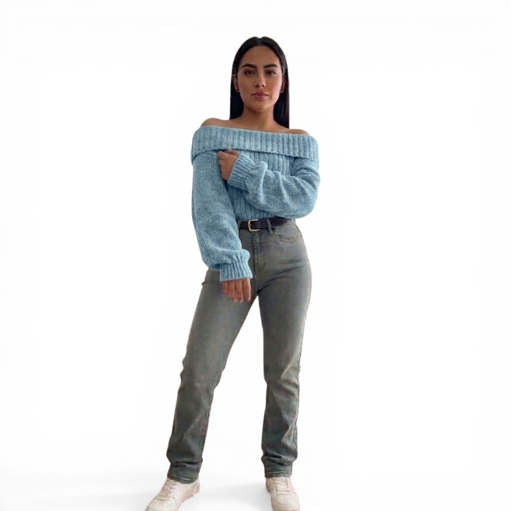 CHOMPA OUT SHOLDER HILO DRALOM 359G-23 COLOR CELESTE - 2