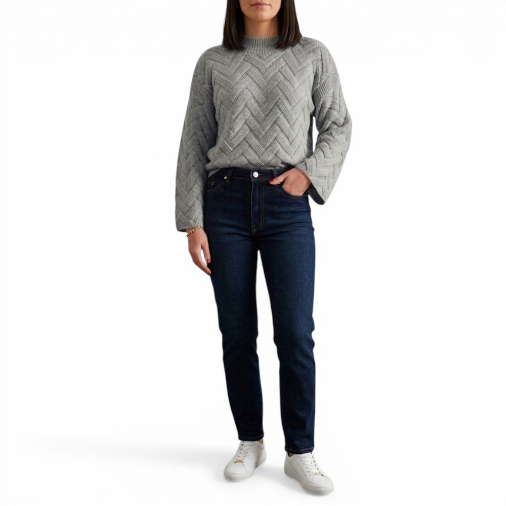 CHOMPA MUJER HILO ALGODON MANGA CAMPANA 359G-20 COLOR GRIS - 1