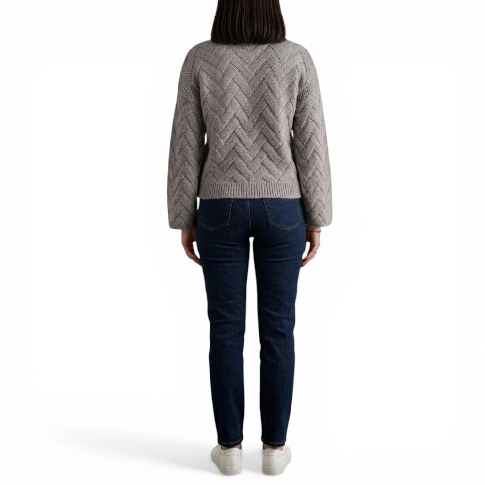 CHOMPA MUJER HILO ALGODON MANGA CAMPANA 359G-20 COLOR GRIS - 2