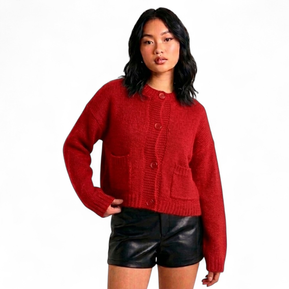 CARDIGAN MUJER CASUAL BOTONES MLARGA HILO DE ALGODON 359G-30 COLOR ROJO - 1