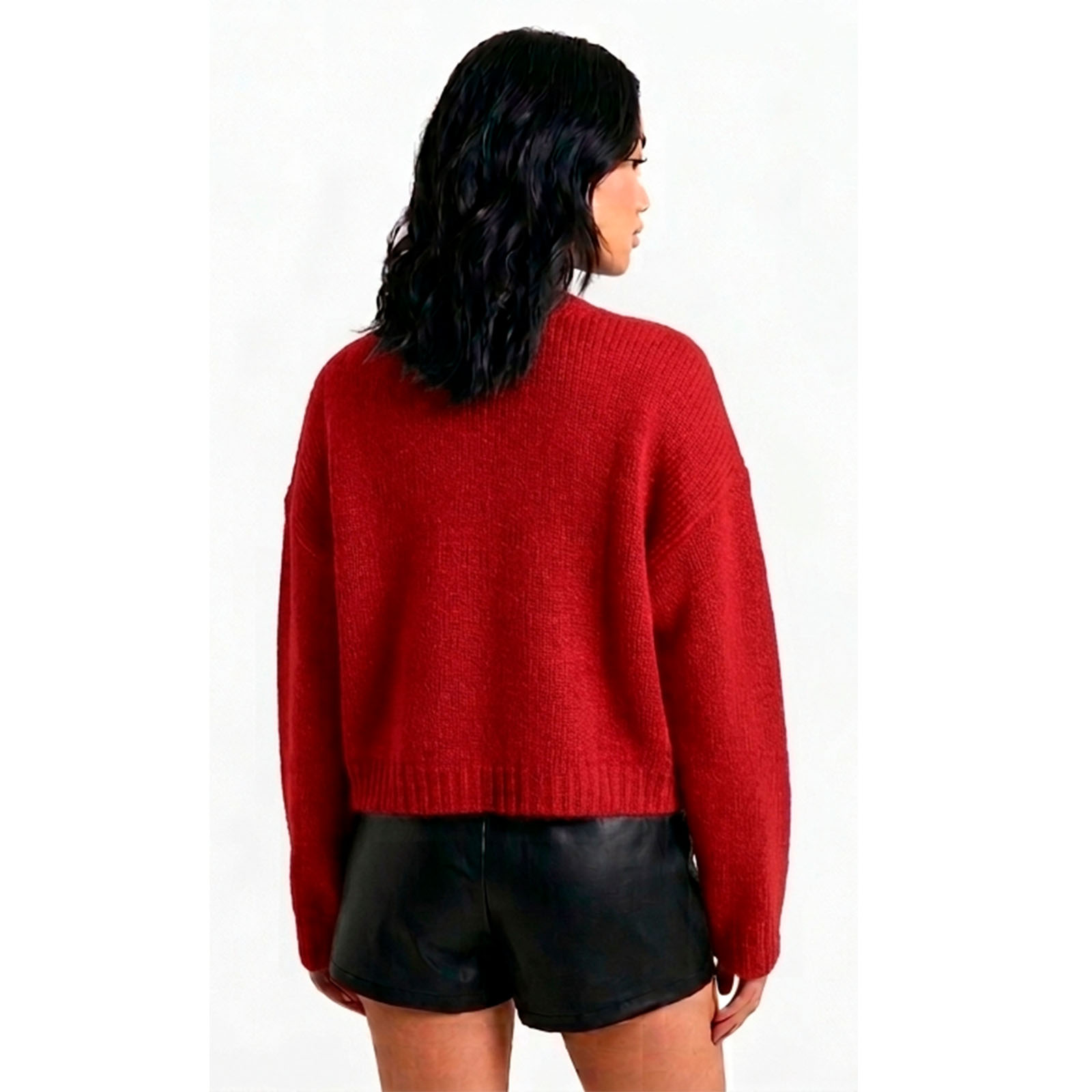 CARDIGAN MUJER CASUAL BOTONES MLARGA HILO DE ALGODON 359G-30 COLOR ROJO - 2