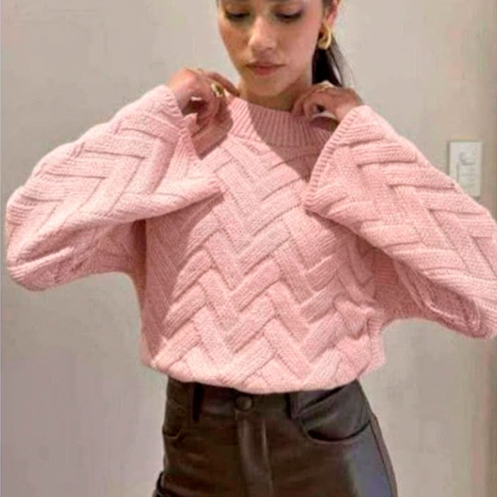 CHOMPA MUJER HILO ALGODON MANGA CAMPANA 359G-20 COLOR ROSADO - 6
