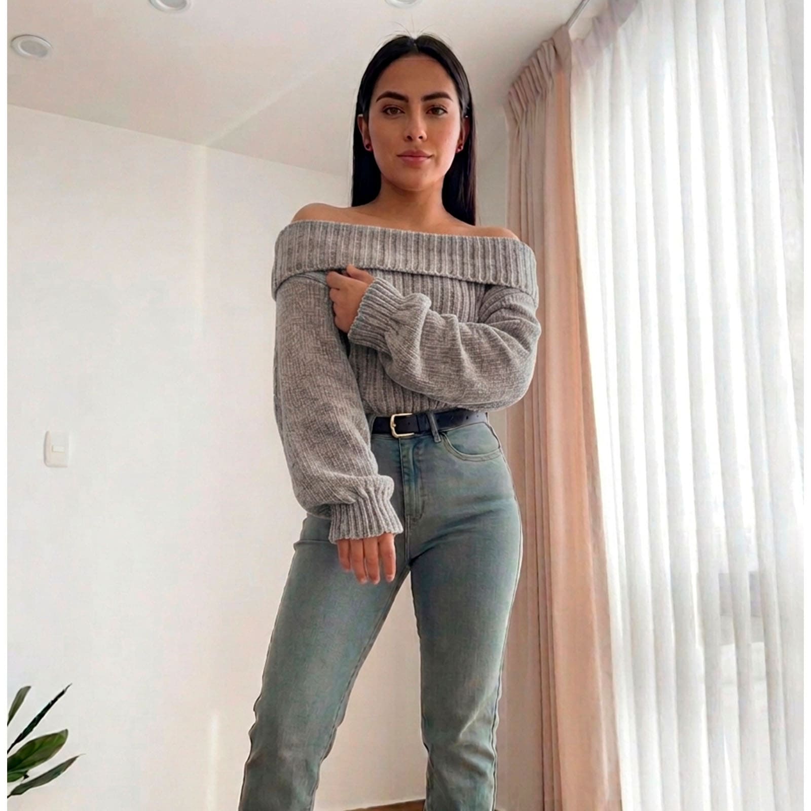 CHOMPA OUT SHOLDER HILO DRALOM 359G-23 COLOR GRIS CLARO - 1