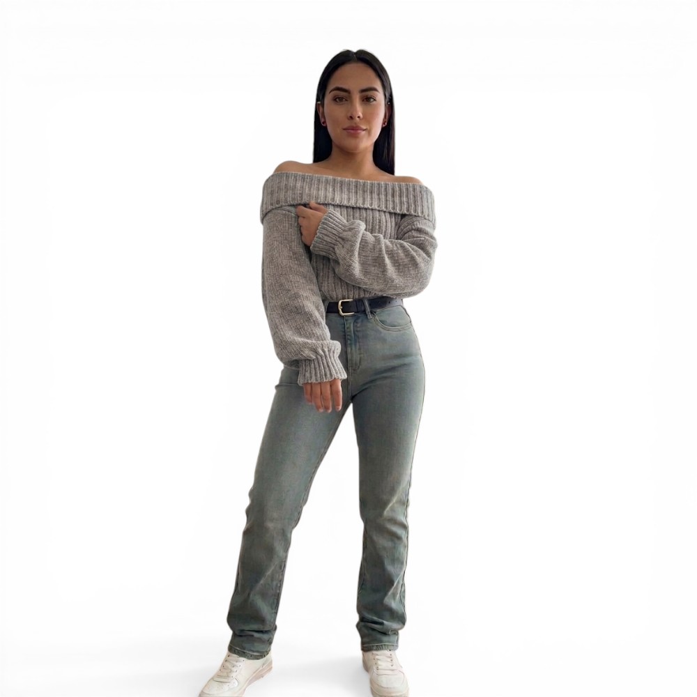 CHOMPA OUT SHOLDER HILO DRALOM 359G-23 COLOR GRIS CLARO - 3