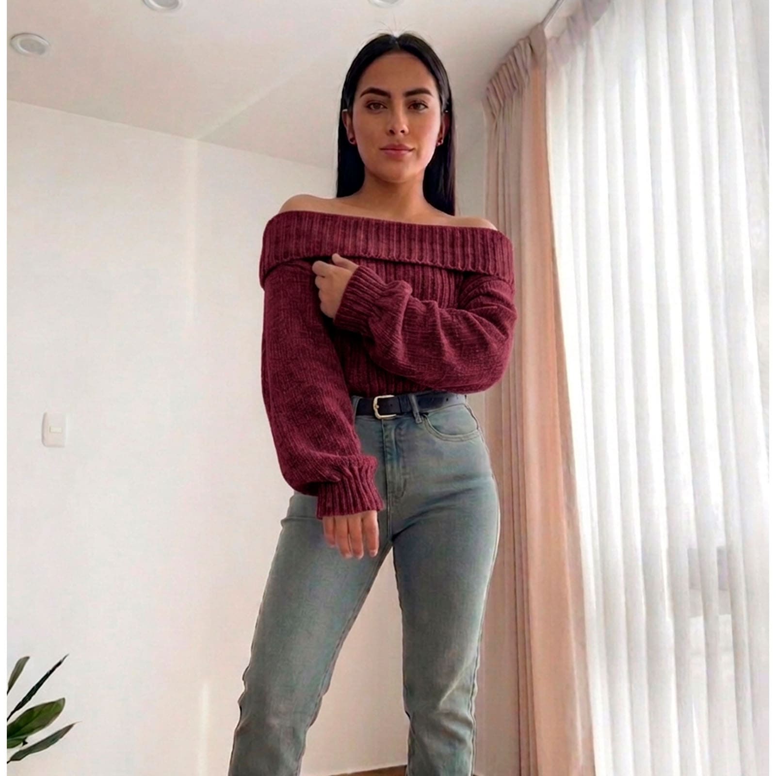 CHOMPA OUT SHOLDER HILO DRALOM 359G-23 COLOR VINO - 2