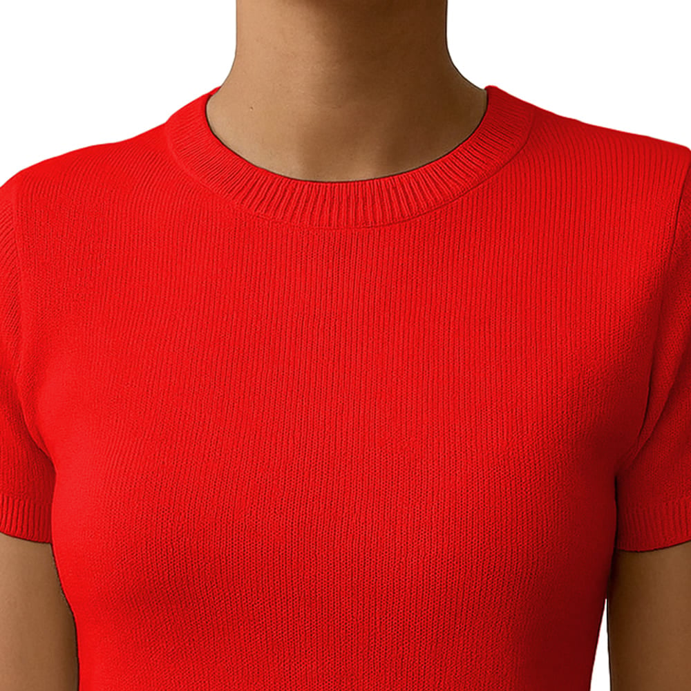 POLO MUJER MANGA CORTA COLOR ENTERO HILO TACTO ALGODON DAY362G-18 COLOR ROJO - 2