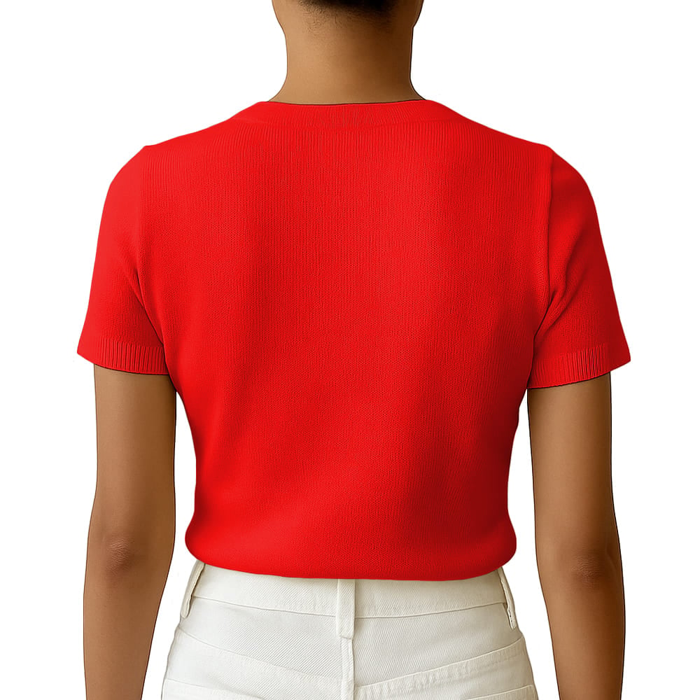 POLO MUJER MANGA CORTA COLOR ENTERO HILO TACTO ALGODON DAY362G-18 COLOR ROJO - 3