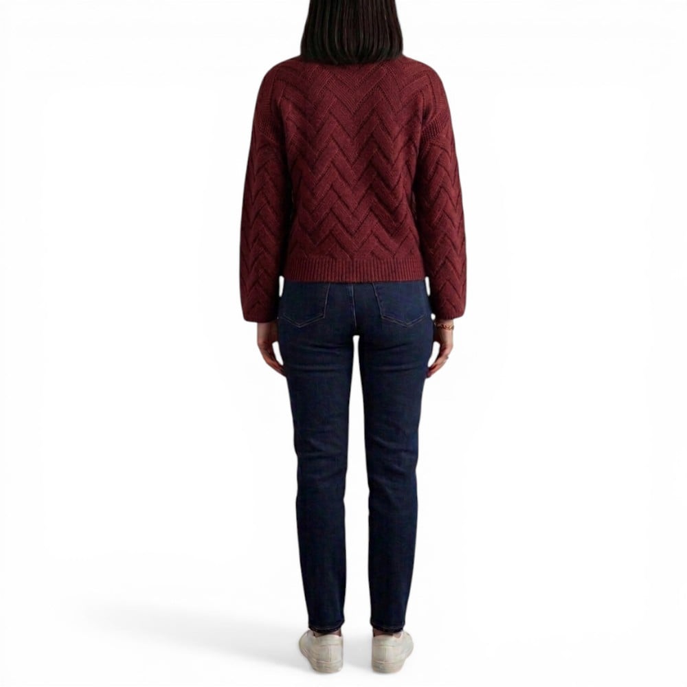 CHOMPA MUJER HILO ALGODON MANGA CAMPANA 359G-20 COLOR COLOR VINO - 2