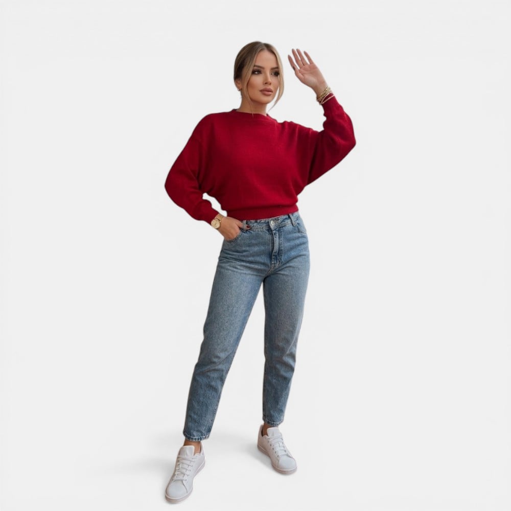 SUETER MUJER CASUAL CERRADA MLARGA CLASICO 359G-25 COLOR VINO - 2