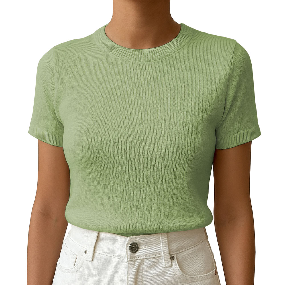 POLO MUJER MANGA CORTA COLOR ENTERO HILO TACTO ALGODON DAY362G-18 COLOR VERDE OLIVO - 1