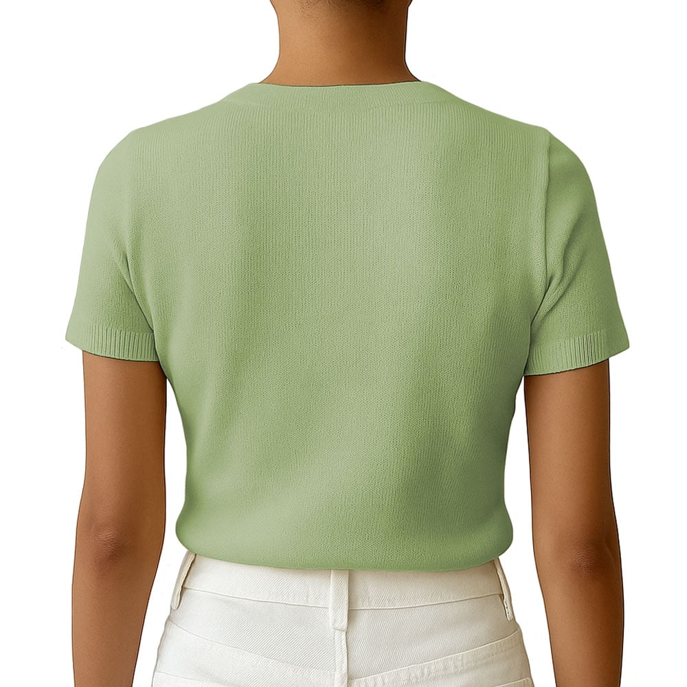 POLO MUJER MANGA CORTA COLOR ENTERO HILO TACTO ALGODON DAY362G-18 COLOR VERDE OLIVO - 2