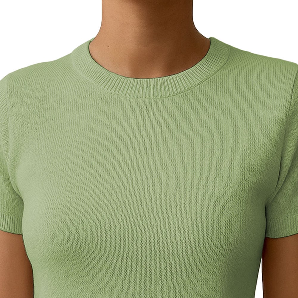 POLO MUJER MANGA CORTA COLOR ENTERO HILO TACTO ALGODON DAY362G-18 COLOR VERDE OLIVO - 3