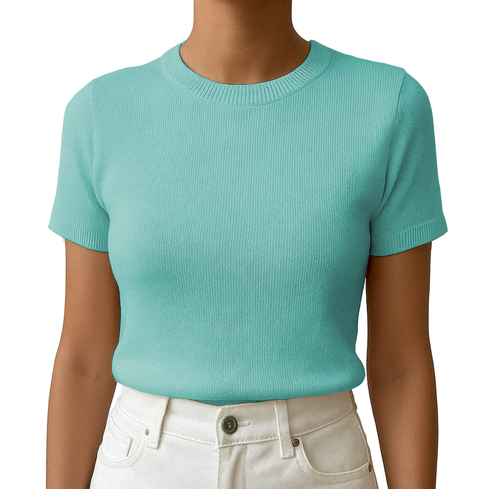 POLO MUJER MANGA CORTA COLOR ENTERO HILO TACTO ALGODON DAY362G-18 COLOR VERDE CEMENTO - 1
