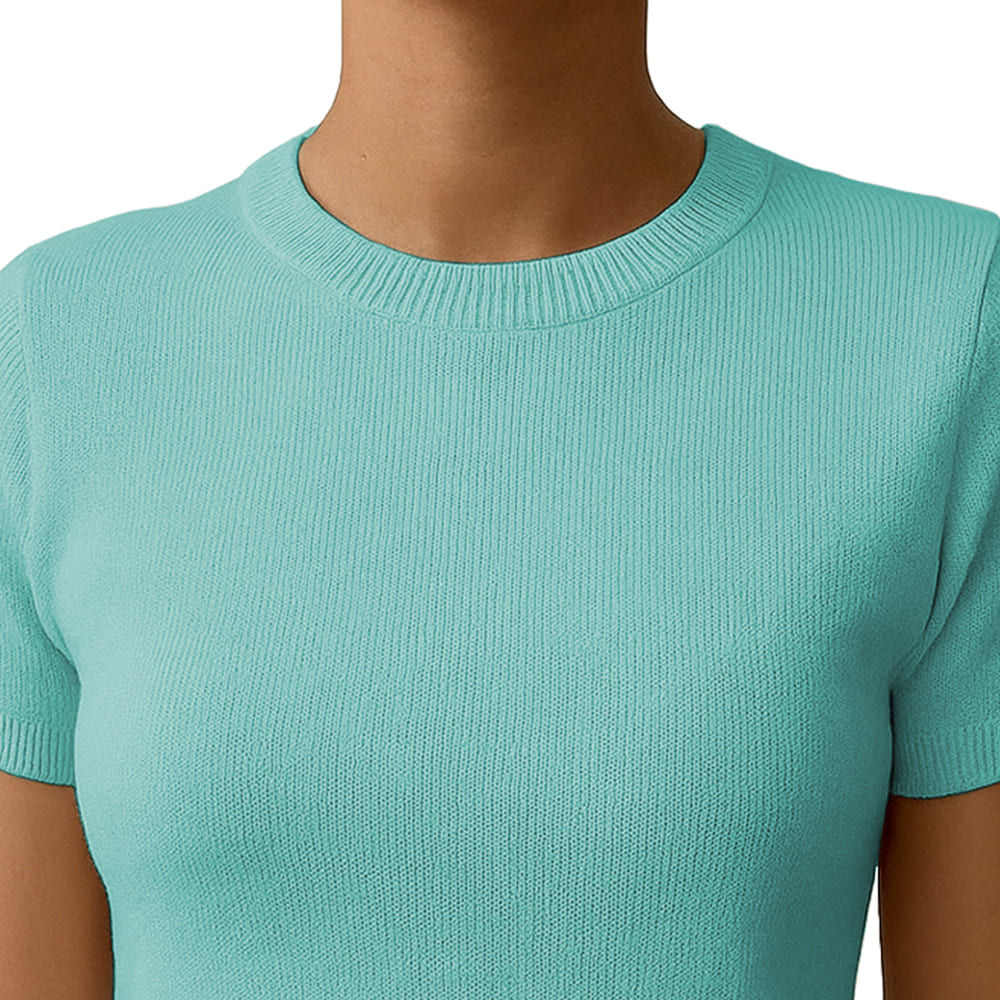 POLO MUJER MANGA CORTA COLOR ENTERO HILO TACTO ALGODON DAY362G-18 COLOR VERDE CEMENTO - 2