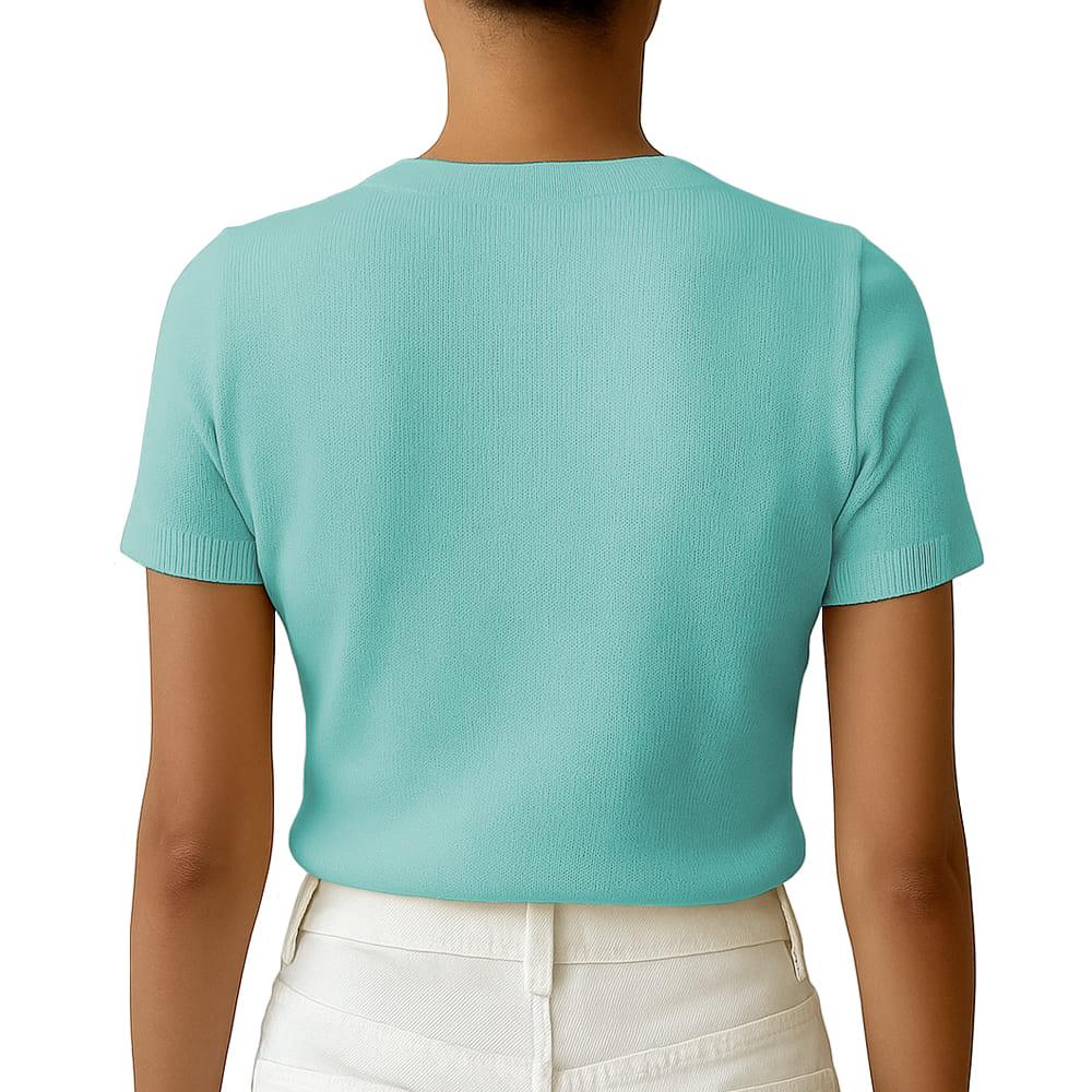POLO MUJER MANGA CORTA COLOR ENTERO HILO TACTO ALGODON DAY362G-18 COLOR VERDE CEMENTO - 3