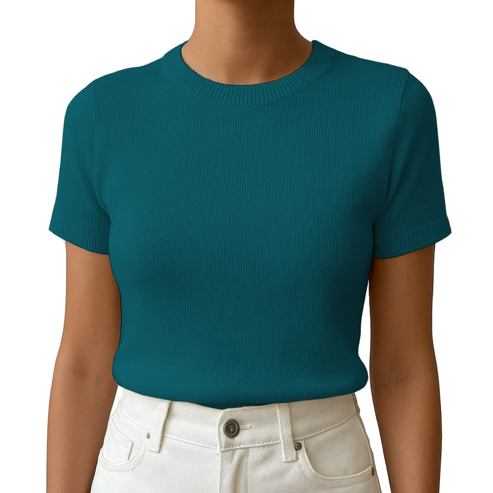 POLO MUJER MANGA CORTA COLOR ENTERO HILO TACTO ALGODON DAY362G-18 COLOR VERDE BOTELLA - 1