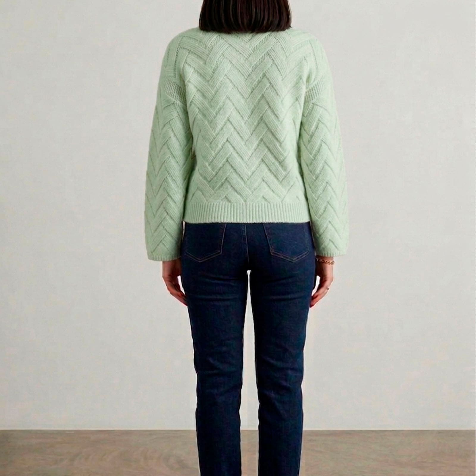CHOMPA MUJER HILO ALGODON MANGA CAMPANA 359G-20 COLOR VERDE PASTEL - 3