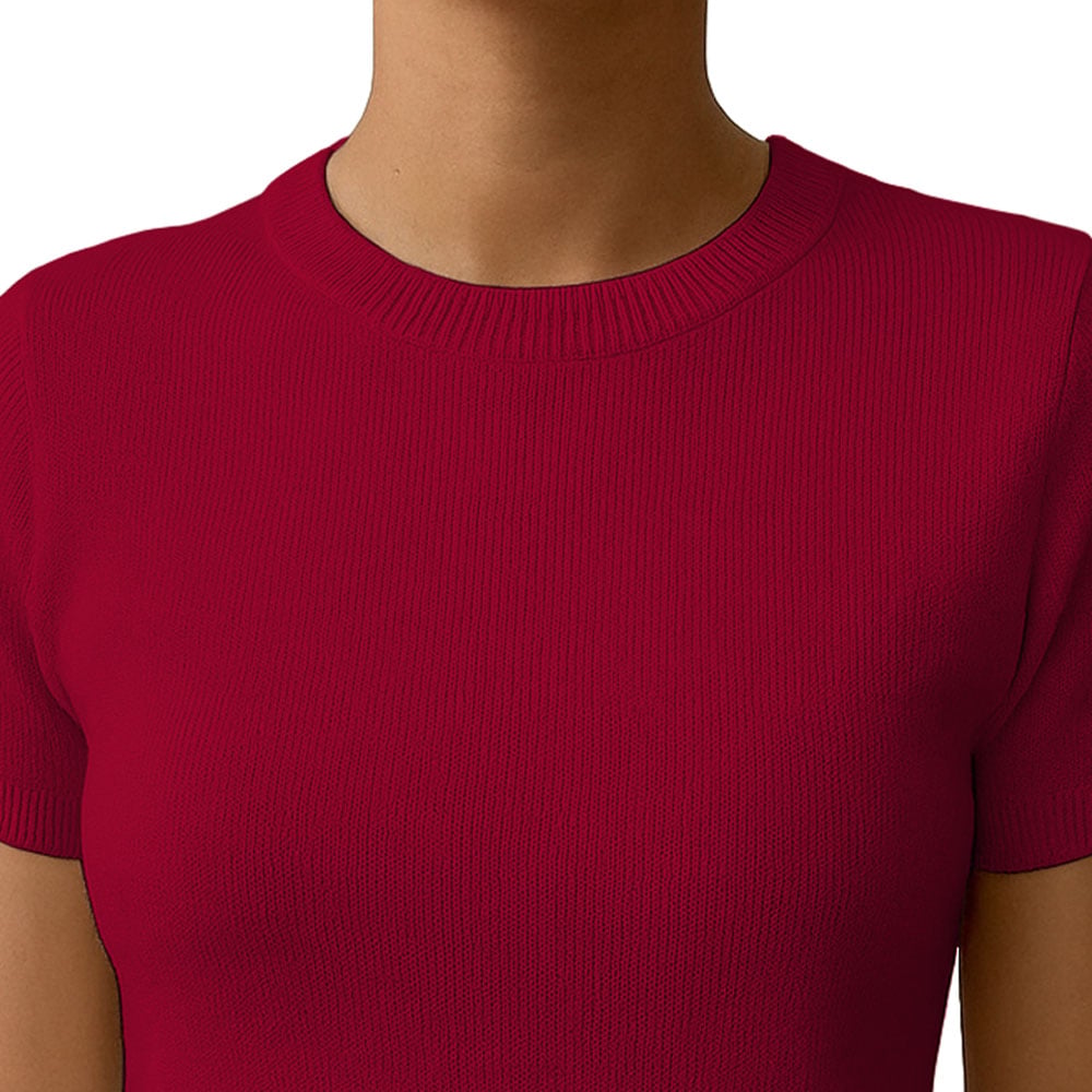 POLO MUJER MANGA CORTA COLOR ENTERO HILO TACTO ALGODON DAY362G-18 COLOR VINO - 2