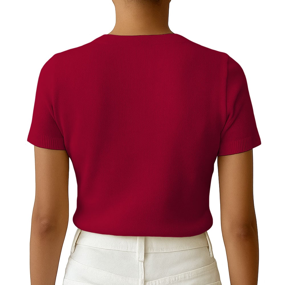 POLO MUJER MANGA CORTA COLOR ENTERO HILO TACTO ALGODON DAY362G-18 COLOR VINO - 3
