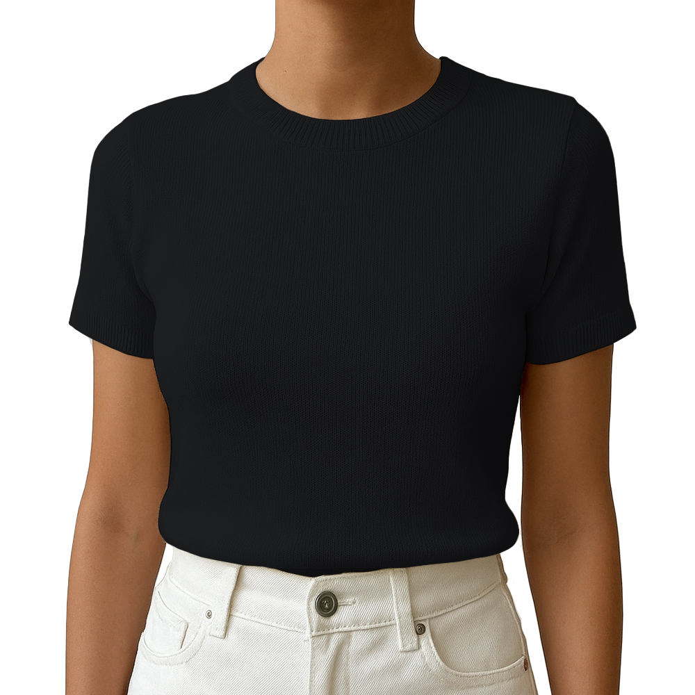 POLO MUJER MANGA CORTA COLOR ENTERO HILO TACTO ALGODON DAY362G-18 COLOR NEGRO - 1