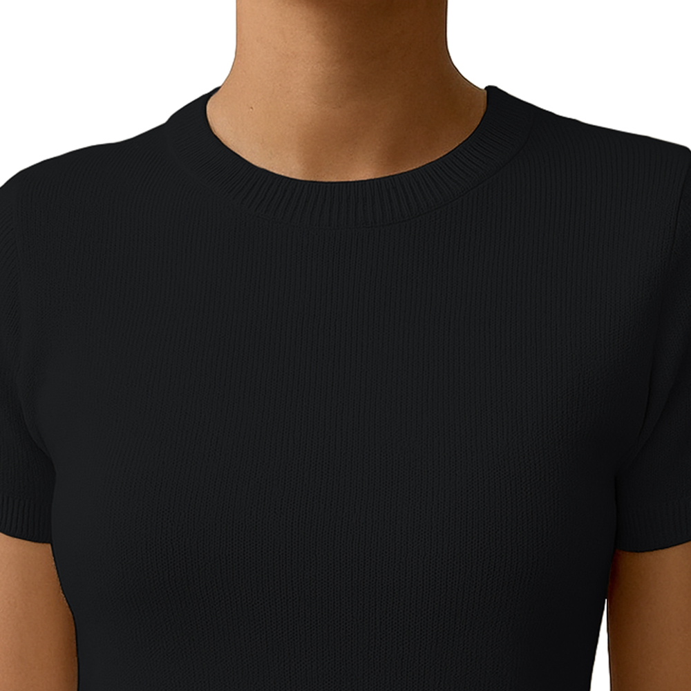 POLO MUJER MANGA CORTA COLOR ENTERO HILO TACTO ALGODON DAY362G-18 COLOR NEGRO - 2