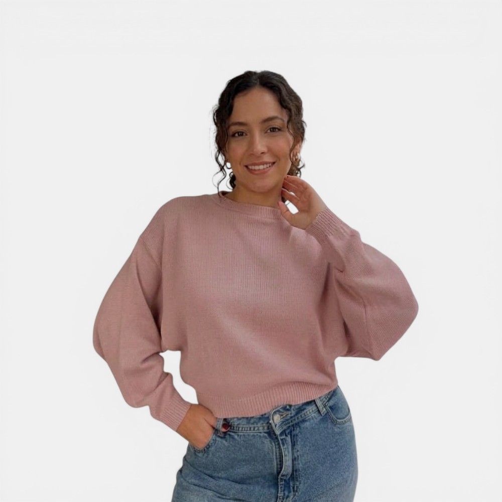 SUETER MUJER CASUAL CERRADA MLARGA CLASICO 359G-25 COLOR PALO ROSA - 2