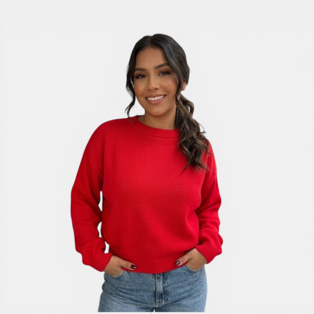 SUETER MUJER CASUAL CERRADA MLARGA CLASICO 359G-25 COLOR ROJO - 1