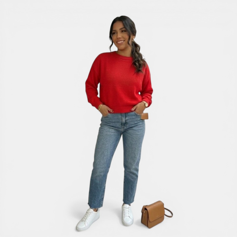 SUETER MUJER CASUAL CERRADA MLARGA CLASICO 359G-25 COLOR ROJO - 2
